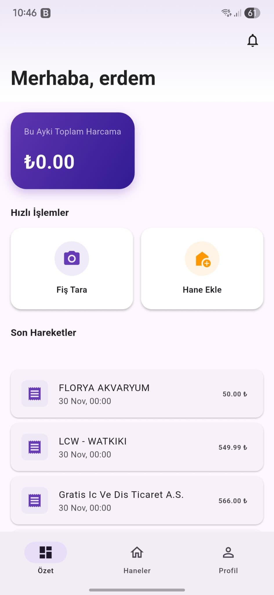 Fatura Fiş Uygulaması